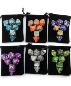 SmartDealsPro 6 x 7 Sets(42 Pieces) Double Colors Polyhedral Dice Set with Pouches for Dungeons and Dragons DND RPG MTG Table Games D4 D6 D8 D10 D12 D20 (6-Colors Set 2) Color 1 28 71bUBGZKxML