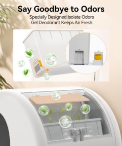 Meowant Self-Cleaning Cat Litter Box, Intelligent Radar Safety Protection Automatic Cat Littler Box for Multiple Cats, Large Capacity/Isolation Odor/APP Control Smart Cat Litter Box with Mat & Liner Gray 30 71bWbYjxL