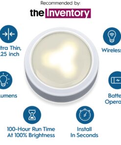 Brilliant Evolution Tap Light Push Lights 6pk w/Batteries + Remote, LED Stick On Lights Under Cabinets Battery Puck Lights with Remote - Under Counter Lighting Wireless Closet Kitchen Night Lights 6 pack (18 batteries included) 34 71bY7kYdC1L
