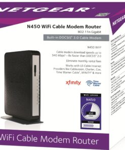 NETGEAR N450-100NAS (8x4) WiFi DOCSIS 3.0 Cable Modem Router (N450) Certified for Xfinity from Comcast, Spectrum, Cox, Cablevision & More 18 71bYKmQbGqL