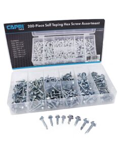 Capri Tools 10024 Hex Self Tapping Screw Assortment, 200-Piece, Silver, Model Number: CP10024 5 71bYoXc08L
