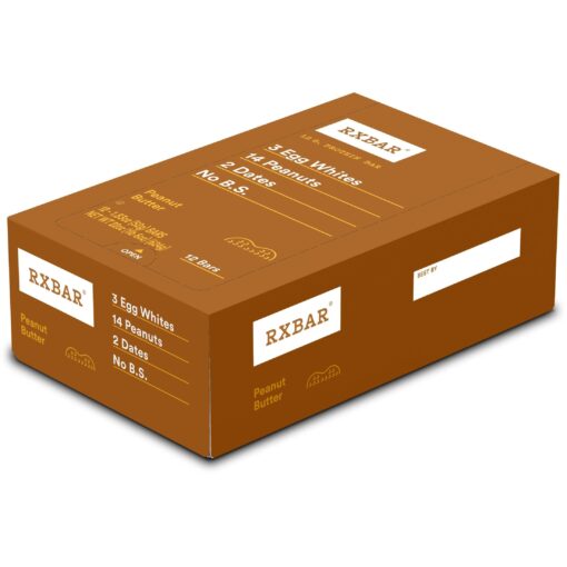 RXBAR Protein Bars, 12g Protein, Gluten Free Snacks, Snack Bars, Peanut Butter, 22oz Box (12 Bars) 12 Count (Pack of 1)