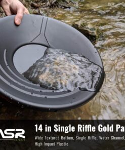 SE 14 Inch Gold Panning Pan - Three Riffles for Easier Mining and Prospecting, Black 16 71baAcVEMdL