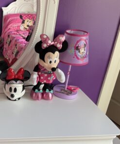 Idea Nuova Disney Minnie Mouse Stick Table Kids Lamp With Pull Chain, Themed Printed Decorative Shade, Pink Minnie Bow-Tique 37 71bah81km8L