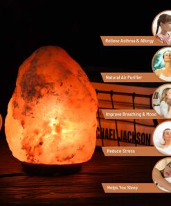 JIC Gem Himalayan Salt Lamp 4.5-6.5 lbs Pink Rock Crystal Natural Hand Carved Home Decor with Dimmer Switch, Wooden Base, 2 Bulbs, 7-8 inch Natural(4.5-6.5 Lbs) 8 71bay4knKoL