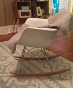 Modway Mid-Century Modern Molded Plastic Kid's Size Lounge Chair Rocker in White 40 71bbInDbRFL