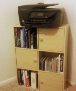 Furinno Pasir 3 Tier Shelf with 3 Door/Round Handle, Steam Beech 23.6(W)x9.4(D)x31.5(H) inches 33 71bbT9Tpz1L