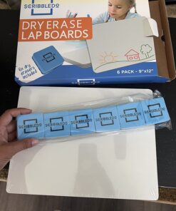 Scribbledo 6 Pack Small White Board Dry Erase Classroom Pack Boards 9"x12” Personal Whiteboards for Students Teachers School Supplies Lapboards l 6 Mini Whiteboard Erasers Included Set of 6 Boards & 6 Erasers 40 71bbweq7EhL