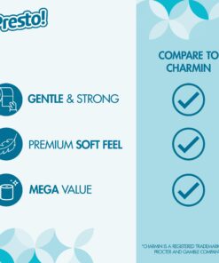 Amazon Brand - Presto! 2-Ply Toilet Paper, Ultra-Soft, Unscented, 24 Rolls (4 Packs of 6), Equivalent to 120 regular rolls 6 Rolls (Pack of 4) 40 71bcCFZuyOL