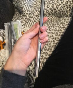 ALINK Reusable Boba Straws with Case and Cleaning Brush, 4-Pack Extra Wide Stainless Steel Metal Bubble Tea Straw for Smoothie, Shakes, Tapioca Pearl, 12 mm x 9 inch Silver 42 71bcoVE39rL