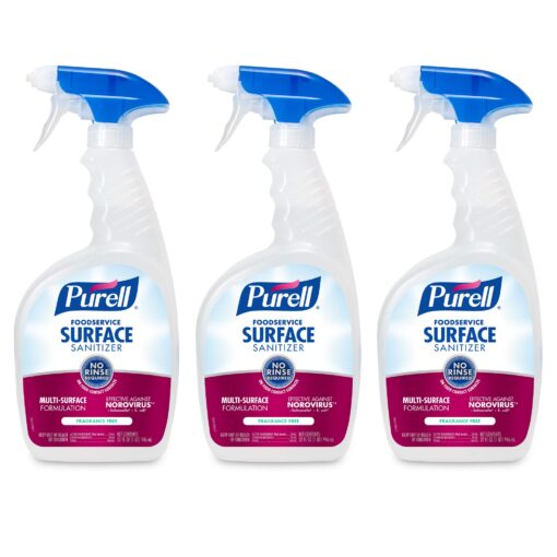 PURELL Foodservice Surface Sanitizer Spray, Fragrance Free, 32 fl oz Capped Bottle with Spray Trigger in Pack (Pack of 3) - 3341-03