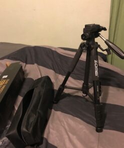 ZOMEI 65” Camera Tripod Compact Light Weight Travel Aluminum Camera/Phone Tripod for Canon Nikon with 2PC Quick Plates and Universal Phone Mount 11 lbs Load (Black) 53 71bfbijNNYL