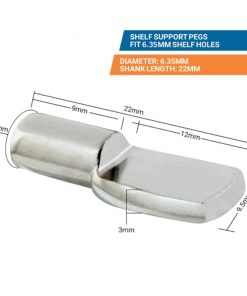 Alternative view of 100 Pack Rok Hardware Heavy Duty 1/4 inch (6.35mm) Shelf Pin Spoon Shaped Cabinet Support Pegs Holder, Metal, Nickel Finish - ROKSP14N 100 1/4 inch (6.35mm)