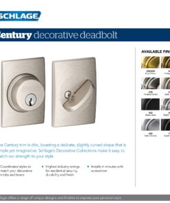 Schlage B60 N CEN 622 Deadbolt with Century Trim, Keyed 1 Side, Highest Residential Security, Matte Black 17 71bgDxQImYL