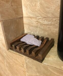 Magift Piece Home Bathroom Soap Case, Sink Deck Bathtub Shower Dish, Rectangular, Hand Craft, Natural Wooden Holder for Sponges, Scrubber, 2 Count(Pack of 1), Brown 2 Pack Brown 51 71biRMOocWL