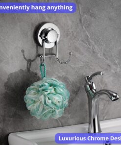 Alternative view of HOME SO Suction Cup Hooks for Shower, Bathroom, Kitchen, Glass Door, Mirror, Tile – Loofah, Towel, Coat, Bath Robe Hook Holder for Hanging up to 15 lbs – Rustproof Chrome Stainless Steel (1-Pack) 1