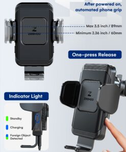 ZeeHoo Wireless Car Charger,15 W Fast Charging Auto-Clamping Car Mount,Windshield Dash Air Vent Phone Holder for iPhone 14 13 12 Mini 11 Pro Max XS XR 8,Samsung S22 S21 S20 Note 20 10 9 8 Black SC-1 37 71bji HFm2L