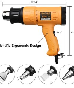 SEEKONE Heat Gun 1800W 122℉~1202℉(50℃- 650℃)Fast Heating Heavy Duty Hot Air Gun Kit Variable Temperature Control Overload Protection with 4 Nozzles for Crafts, Shrinking PVC, Stripping Paint(5.2FT) 32 71bjs3oOdL