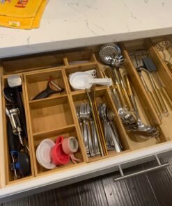 Bamboo Junk Drawer Organizer and 6 Storage Box Dividers Set,8 Compartment Organization Tray Holder for Craft,Sewing,Office,Bathroom.Kitchen … L1(15*18") 45 71bmEj3CQ8L