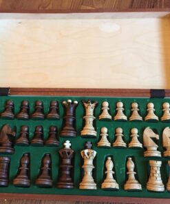 Wegiel Handmade European Ambassador Chess Set - Wooden 21 Inch Beech & Birch Board with Felt Base - Carved Hornbeam & Sycamore Wood Chess Pieces Ambassador - Brown 112 71bnAmbGZ L