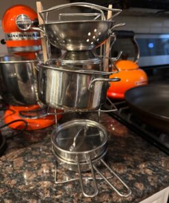 Melissa & Doug Stainless Steel Pots and Pans Pretend Play Kitchen Set for Kids (8 pcs) - Kids Kitchen Accessories Set, Toy Pots And Pans For Kids Kitchen, Cooking Toys For Kids Ages 3+ Silver 37 71bnBtffunL