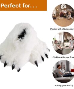 Cute Fuzzy Animal Paw Slippers Fluffy Animal Claw Slippers Soft Funny Monster House Shoes for Adults Women for Halloween Christmas Birthday Kids Winter Warm Bedroom Home Indoor Outdoor for Women 8.5 Women/7 Men Snow Bear 16 71bnKwN USL