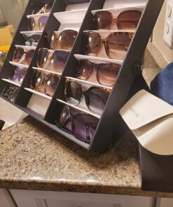 Prosource 18 Slot Sunglasses Organizer Box Stand Display Case/Tray, Fabric Lined & Snap Close, black 33 71bnSuBhML