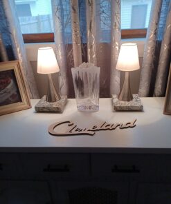 Simple Designs LT2014-WHT-2PK Valencia Brushed Nickel Mini Touch Table Lamps with Fabric Shades, White (Pack of 2) Brushed Nickel Base with White Shades 51 71bomLGoQCL