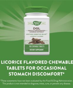 Nature's Way DGL Chewable Tablet - Digestive Support & Relief* - Deglycyrrhizinated Licorice Extract - Gluten, Soy & Dairy Free - 100 Chewables 17 71bos9uuyiL