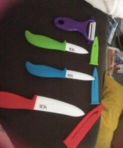 Vos Ceramic Knife Set 4 Pcs Ceramic Knives Set For Kitchen, Ceramic Kitchen Knives With Peeler, Ceramic Paring Knife 3", 4", 6", Inch Multi-Color Red, Blue, Green, Purple Multicolor 37 71bpryFiRL