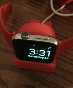 Orzly Compact Stand for Apple Watch - Nightstand Mode Compatible - RED Support Stand with integrated Cable Management Slot (38mm & 42mm & 40mm & 44mm compatible) 19 71bqwQ 2HoL