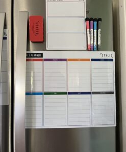 STYLIO Dry Erase Calendar Whiteboard. Set of 3 Magnetic Calendars for Fridge: Monthly, Weekly Organizer & Daily Notepad. Refrigerator & Wall Family Calendar. 4 Fine Point Markers & Eraser Included White 41 71bqxlgZKNL