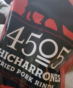 4505 Meats Classic Chili & Salt Pork Rinds, Gluten Free Chicharrones, Keto Certified, Family Size Bag, 14 Servings, 7 Ounces 30 71bsm0x9nL