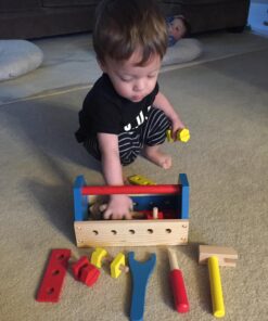 Melissa & Doug Take-Along Tool Kit Wooden Construction Toy (24 pcs), Multicolor, 10.0 x 5.55 x 4.75 40 71buHCEMD9L