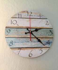Grazing 12 Inch Wood Wall Clocks Silent Non Ticking Battery Operated,Rustic Decorative Coastal Farmhouse Clock for Bathroom Kitchen Bedroom Living Room Sky Blue 12inch 31 71buY26VcL