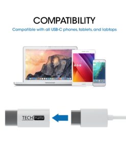 TechMatte Micro USB to USB Type C Adapter Connector for Galaxy Note 8, S9, S9 Plus, S8, S8 Plus +, Google Pixel, Pixel 2 with 56k Resistor; Approved to Meet USB Type-C Standard (2-Pack, White) 10 71bwB XwZmL