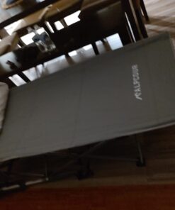 Alpcour Folding Camping Cot – Deluxe Collapsible Single Person Bed in a Bag w/Pillow for Indoor & Outdoor Use – Ultra Lightweight, Comfortable, Heavy Duty Design Holds Adults & Kids Up to 300 Lbs Grey 27 71by8Zoz74L