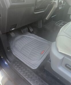 Motor Trend FlexTough Floor Mats for Cars, Gray Deep Dish All-Weather Mats, Waterproof Trim-To Fit Automotive Floor Mats for Trucks SUV, Universal Liner Car Accessories Full Set 41 71byWXPHXCL