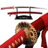 YJ COOL Dark Red Unokubitsukuri Shape Double Hi Japanese Samurai Katana Sword Battle Ready Knife Carbon Steel Blade
