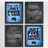 You Can't Just Pause A Game - Video Gamer Themed Wall Art Decor Prints for a Gaming Room (Set of 4) Poster Sign Blue Black Grey Bedroom 27 71c gIS4yhL