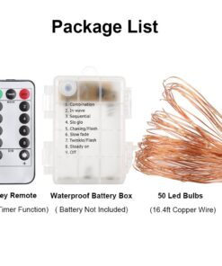 GDEALER 4 Pack 16.4 Feet 50 Led Fairy Lights Battery Operated with Remote Control Timer Waterproof Copper Wire Twinkle String Lights for Christmas Bedroom Indoor Outdoor Wedding Dorm Decor Warm White 27 71c09B4YKiL