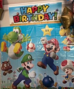 Super Mario Happy Birthday Giant Scene Setters Wall Decorating Kit Party Backdrop, 5 Pieces, Made from Vinyl, Multicolor, 59" x 65" by Amscan 25 71c0AvQ4nIL