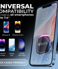 Bestrix Phone Holder for Car, Magnetic Car Phone Mount | Dashboard Car Phone Holder Compatible with iPhone 14,13,12,11Pro,Xr,XS MAX,8,8Plus,7,7Plus,Galaxy S22 21 20 Note S8 S9 S10 & All Smartphone Black 41 71c1LgnelhL