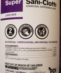 Super Sani-Cloth Germicidal Disposable Wipe - Fast 2-Minute Contact Time, Great for High-Touch Surfaces and Devices - Large Canister, 6 in. x 6.75 in. 160 Count (Pack of 1) 47 71c1epO3f9L