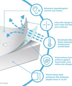 Linenspa Waterproof Smooth Top Premium Queen Mattress Protector, Breathable & Hypoallergenic Queen Mattress Covers - Packaging may vary, White 22 71c3mcdNbiL