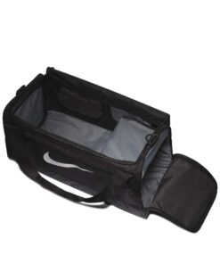 Nike Brasilia Training Duffel Bag, Versatile Bag with Padded Strap and Mesh Exterior Pocket, Medium, Black/Black/White 17 71c5MG6CYiL