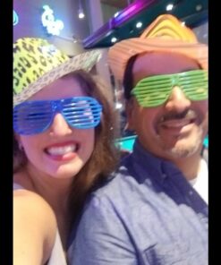 Novelty Place Neon Animal Print Plastic Party Hats, Fedora with Gangster Mafia Style, UV Blacklight Glow Party Stars Rave Hats for Kids and Teens in Birthday, Concerts, Music Party(Pack of 12) 20 71c7cu5R75L