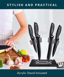 Home Hero 7 Pcs Kitchen Knife Set, Chef Knife Set & Steak Knives - Professional Design Collection - Razor-Sharp High Carbon Stainless Steel Knives with Ergonomic Handles (7 Pcs - Black) 7 Pcs - Black 27 71c7lWSicoL