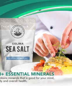 AVA JANE'S KITCHEN - Colima Sea Salt Unrefined Hand Harvested - 100% all Natural Organic Sea Salt, Gourmet Grade, Coarse Grain, Non GMO's Kosher Salt, 8oz 21 71c7wGygf5L