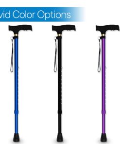 RMS Walking Cane - Adjustable Walking Stick - Lightweight Aluminum Offset Cane with Ergonomic Handle and Wrist Strap - Ideal Daily Living Aid for Limited Mobility Black 14 71c95sFWL 1